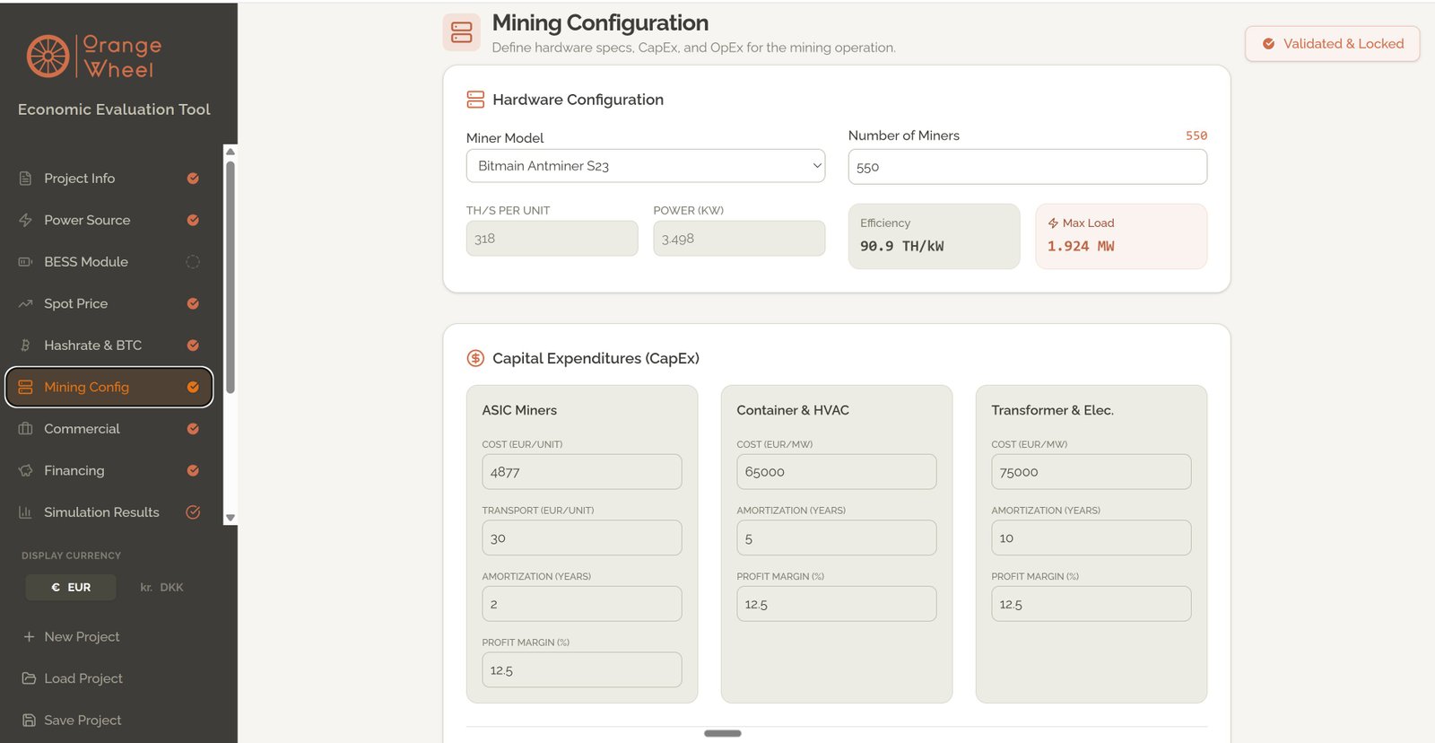 Mining Configuration — Hardware and CapEx